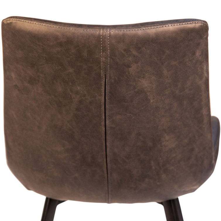 Banon Brown Faux Leather Upholstered Dining Chairs with Metal Legs