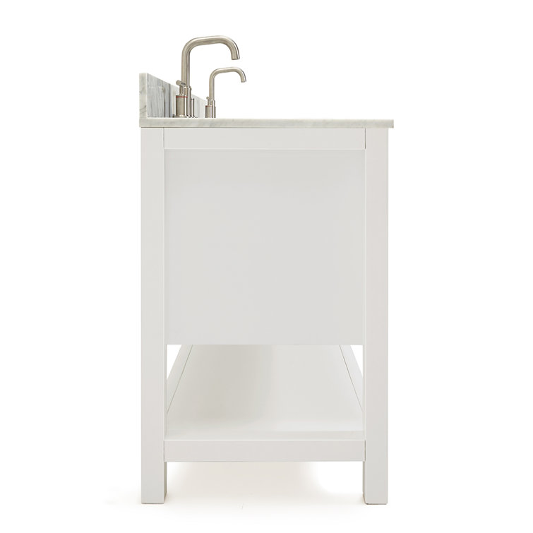 Bayhill 73'' White Double Vanity with Carrara Marble Top