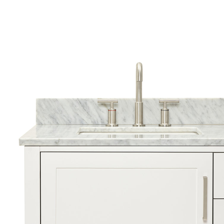Bayhill 73'' White Double Vanity with Carrara Marble Top