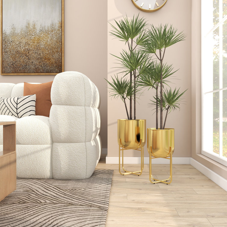 Nickson 2-Piece Gold Iron Indoor/Outdoor Planter Set