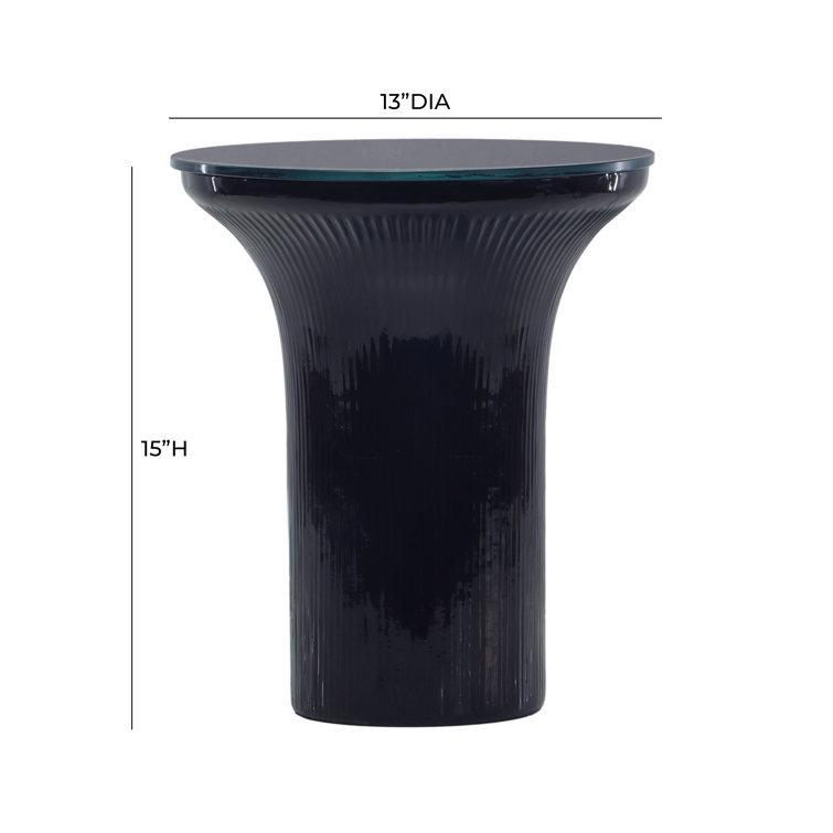 Midnight Blue Glass Round Contemporary Side Table