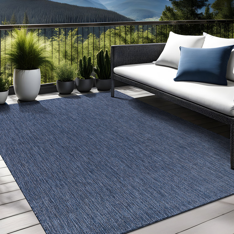 Blue Geometric Washable Synthetic 6' x 9' Rug