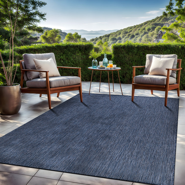 Blue Geometric Washable Synthetic 6' x 9' Rug