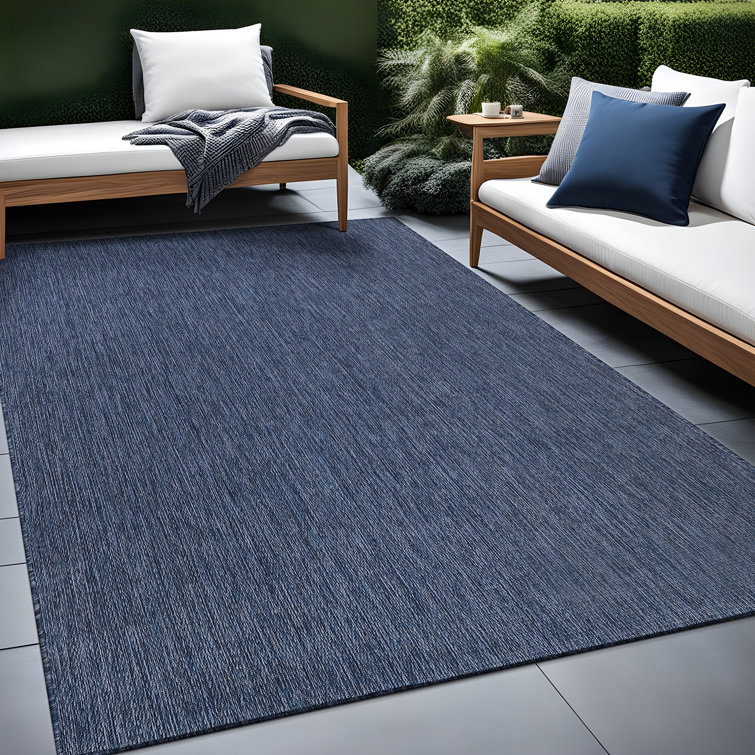 Blue Geometric Washable Synthetic 6' x 9' Rug