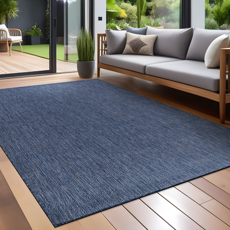 Blue Geometric Washable Synthetic 6' x 9' Rug