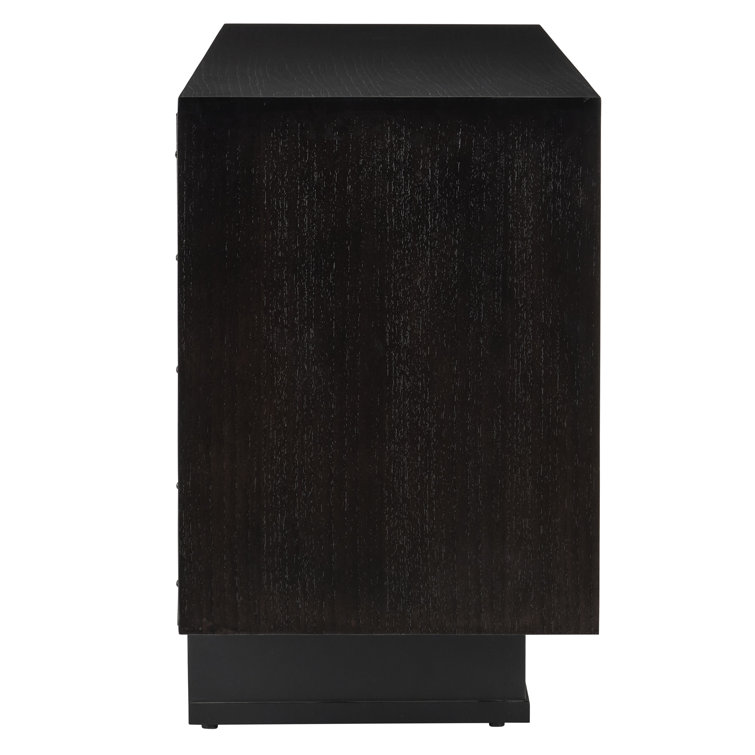 Memphis Natural and Espresso Wood Sideboard with Brass Accents