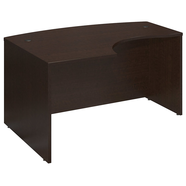 Executive Mocha Cherry L-Shaped Desk with Filing Cabinet and Keyboard Tray