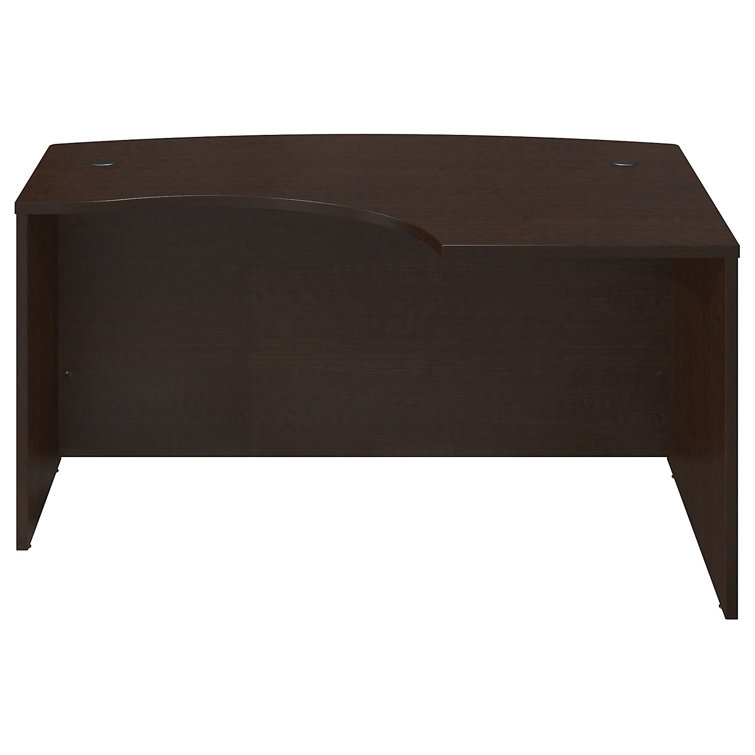 Executive Mocha Cherry L-Shaped Desk with Filing Cabinet and Keyboard Tray