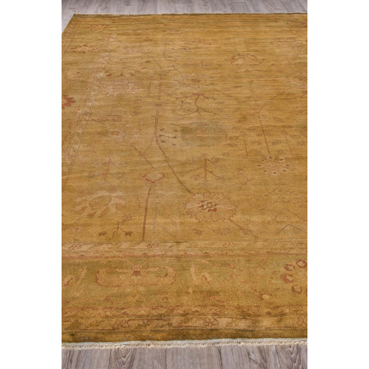 Handmade Red Floral Wool Rectangular Area Rug 11'9" x 14'4"