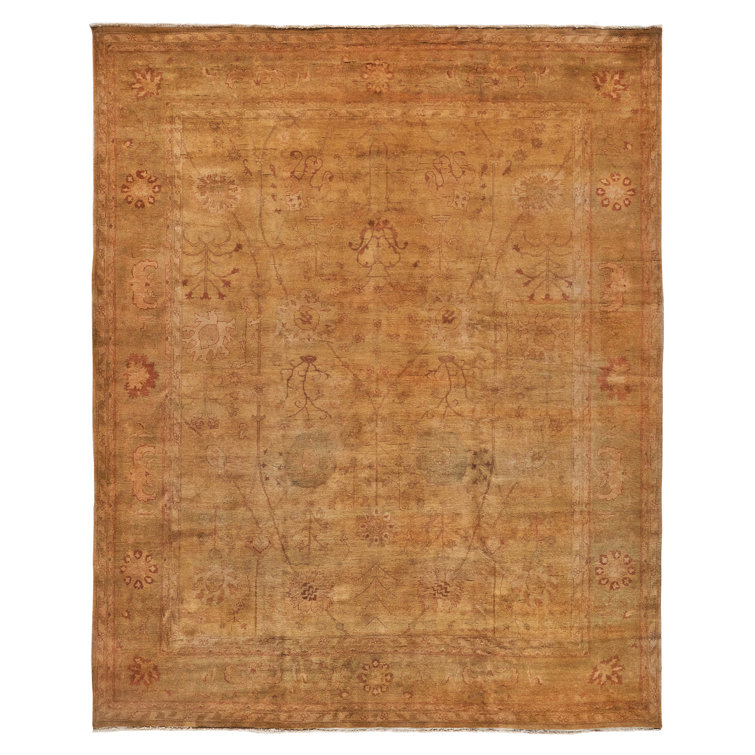 Handmade Red Floral Wool Rectangular Area Rug 11'9" x 14'4"