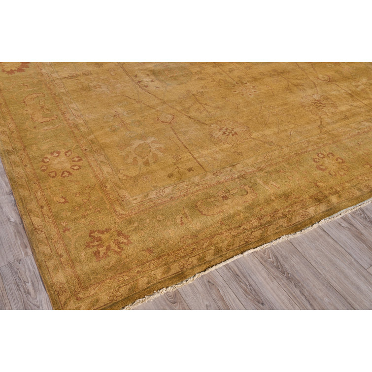 Handmade Red Floral Wool Rectangular Area Rug 11'9" x 14'4"
