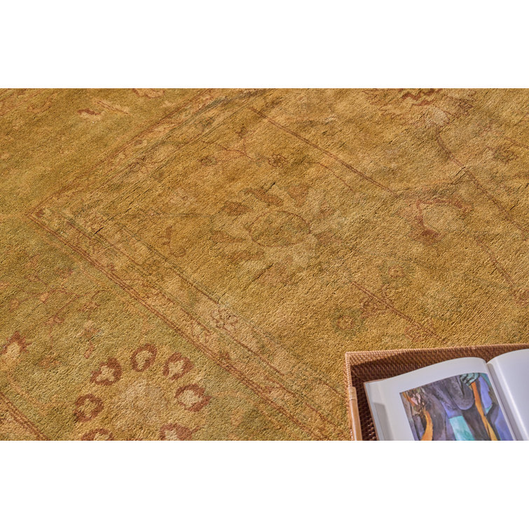 Handmade Red Floral Wool Rectangular Area Rug 11'9" x 14'4"