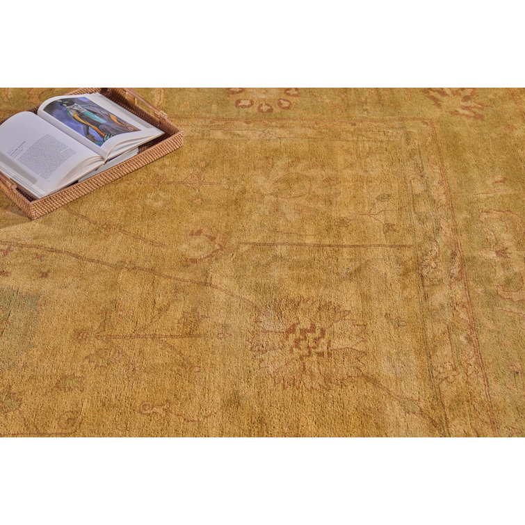 Handmade Red Floral Wool Rectangular Area Rug 11'9" x 14'4"