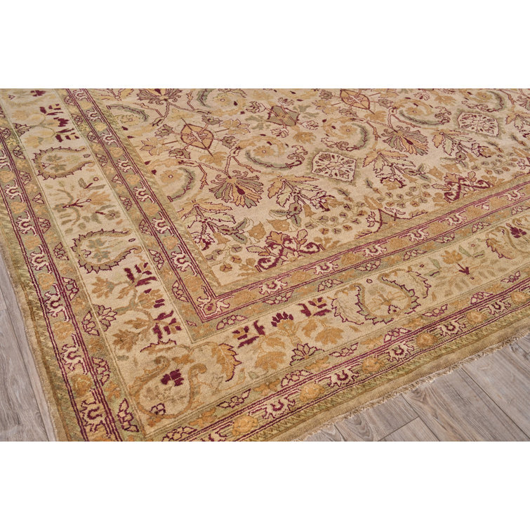 Hand-Knotted Floral Wool Rectangular Area Rug, 11' x 19'4"