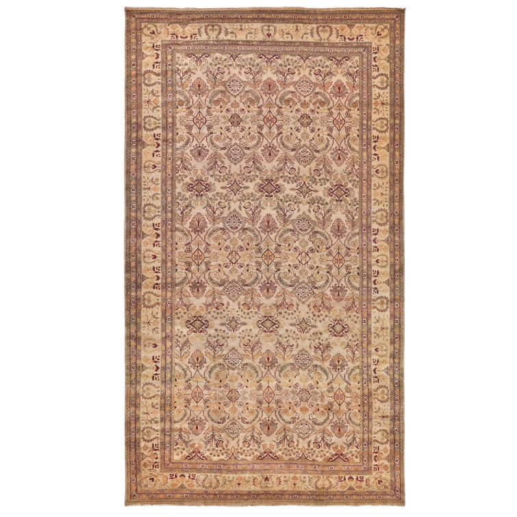 Hand-Knotted Floral Wool Rectangular Area Rug, 11' x 19'4"