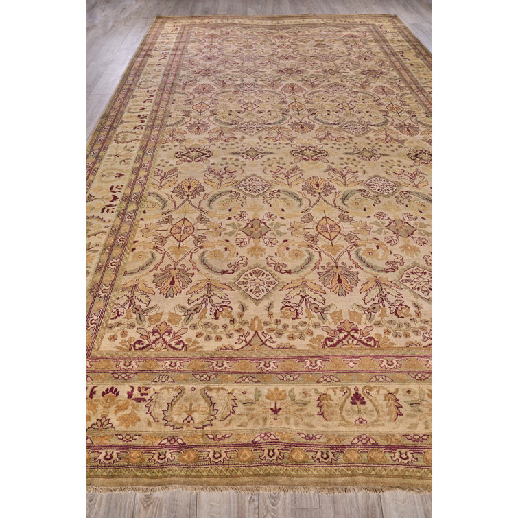 Hand-Knotted Floral Wool Rectangular Area Rug, 11' x 19'4"