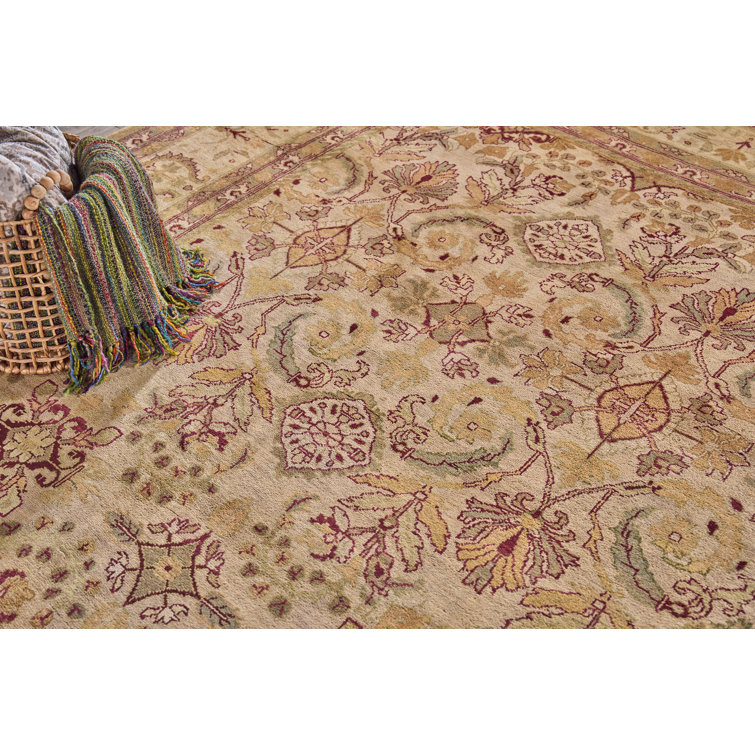 Hand-Knotted Floral Wool Rectangular Area Rug, 11' x 19'4"