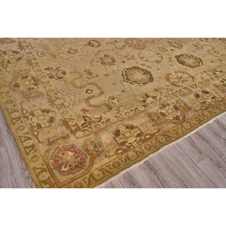 Ivory Floral Hand-Knotted Wool Rectangular Area Rug