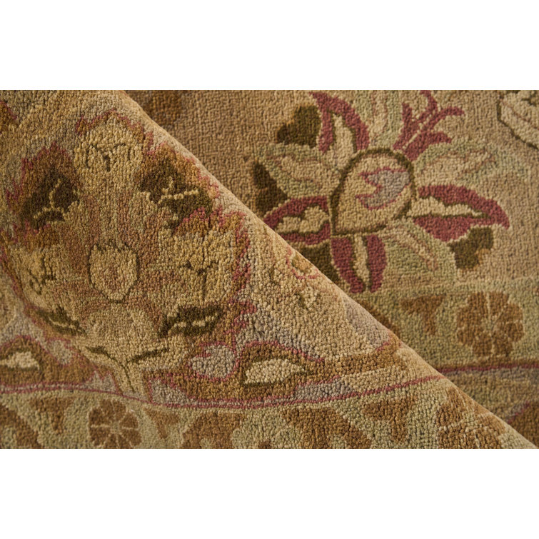 Ivory Floral Hand-Knotted Wool Rectangular Area Rug