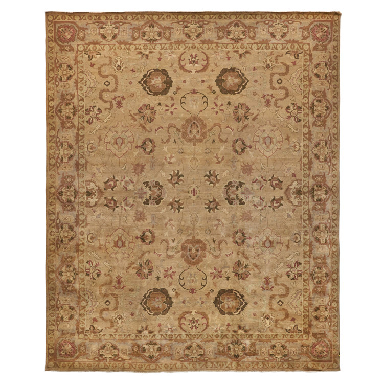 Ivory Floral Hand-Knotted Wool Rectangular Area Rug