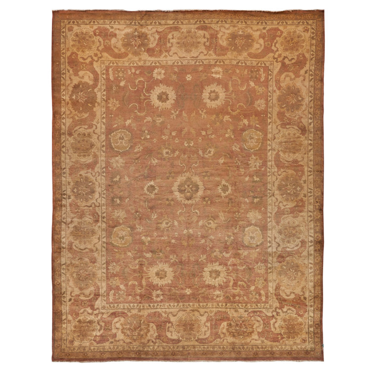 Hand-Knotted Floral Wool Rectangular Area Rug, 12'3" x 15'6"
