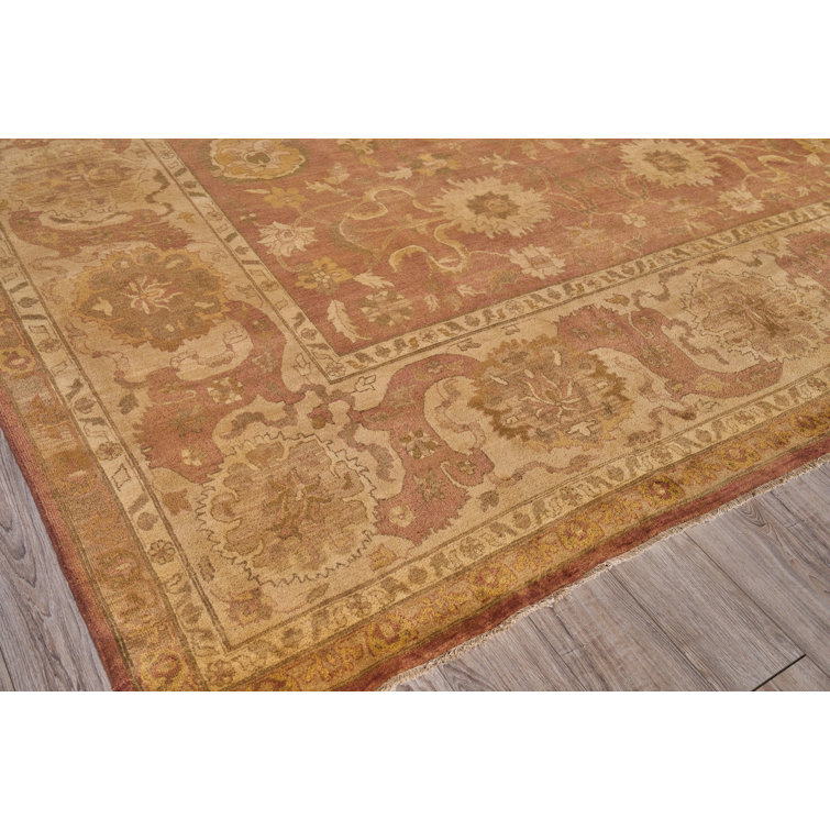 Hand-Knotted Floral Wool Rectangular Area Rug, 12'3" x 15'6"