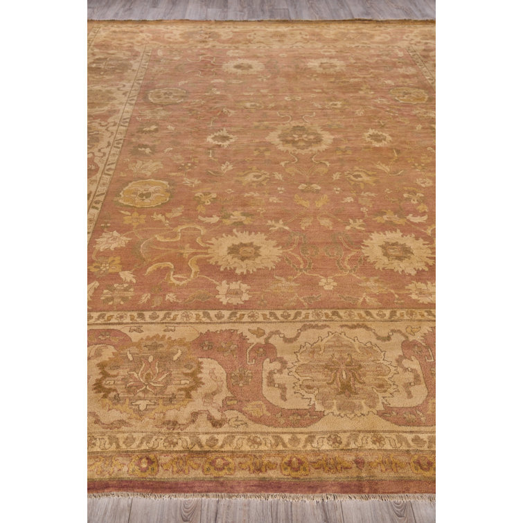 Hand-Knotted Floral Wool Rectangular Area Rug, 12'3" x 15'6"