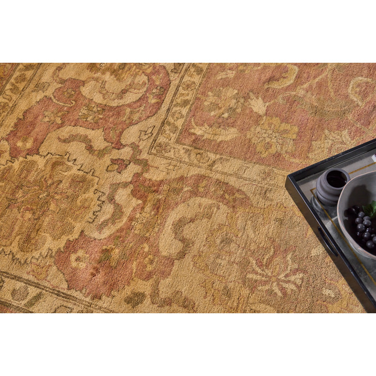 Hand-Knotted Floral Wool Rectangular Area Rug, 12'3" x 15'6"