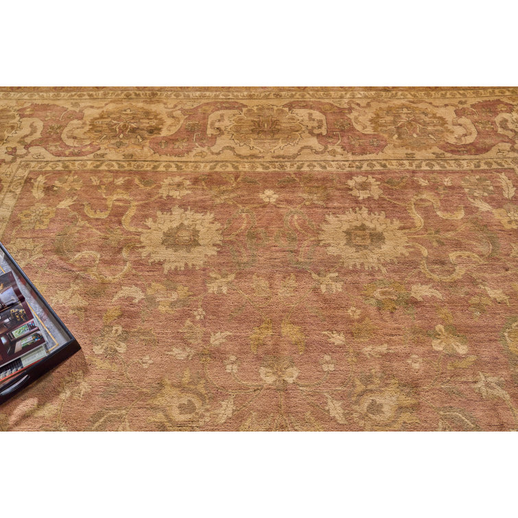 Hand-Knotted Floral Wool Rectangular Area Rug, 12'3" x 15'6"