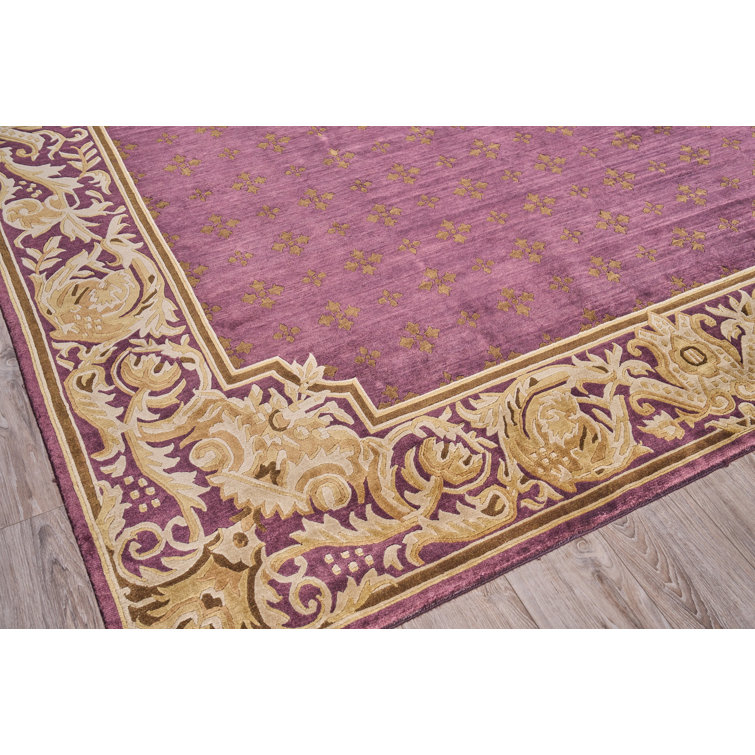 Hand-Knotted Red and Gold Wool 9' x 12' Area Rug