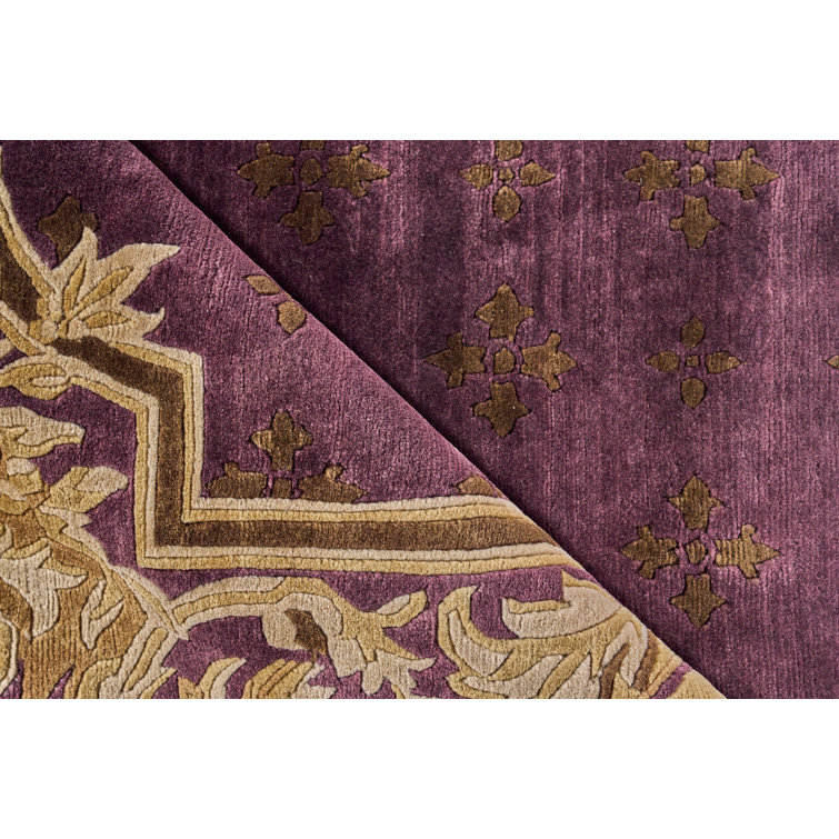 Hand-Knotted Red and Gold Wool 9' x 12' Area Rug