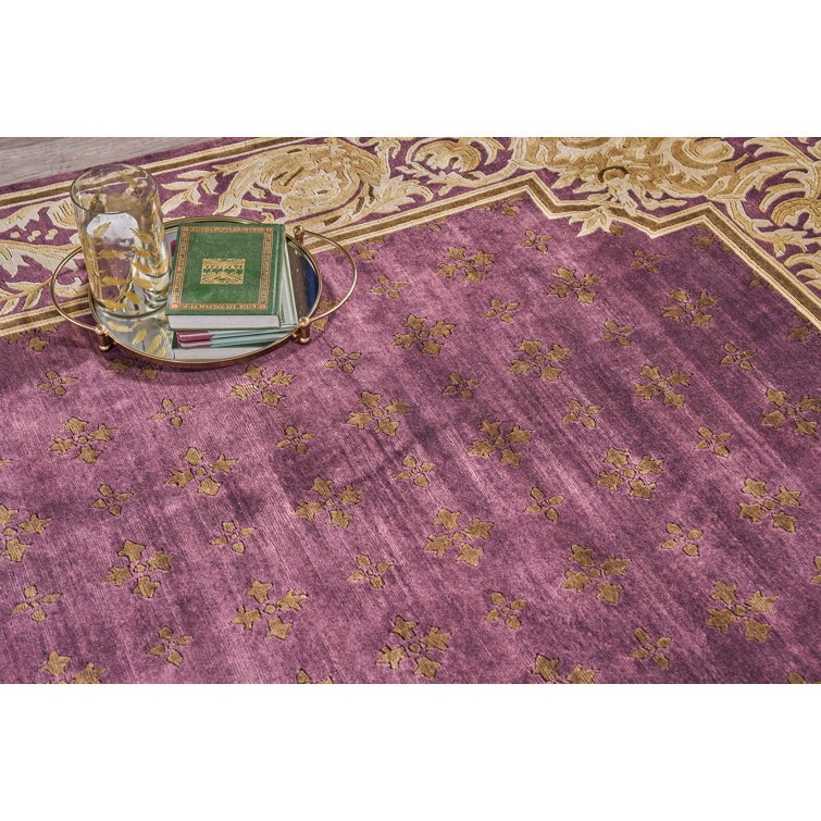 Hand-Knotted Red and Gold Wool 9' x 12' Area Rug