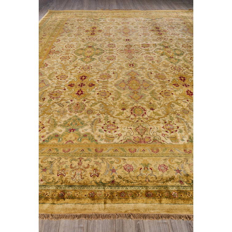 Hand-Knotted Red and Gold Medallion Wool Area Rug