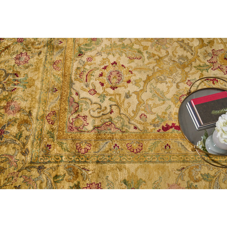 Hand-Knotted Red and Gold Medallion Wool Area Rug