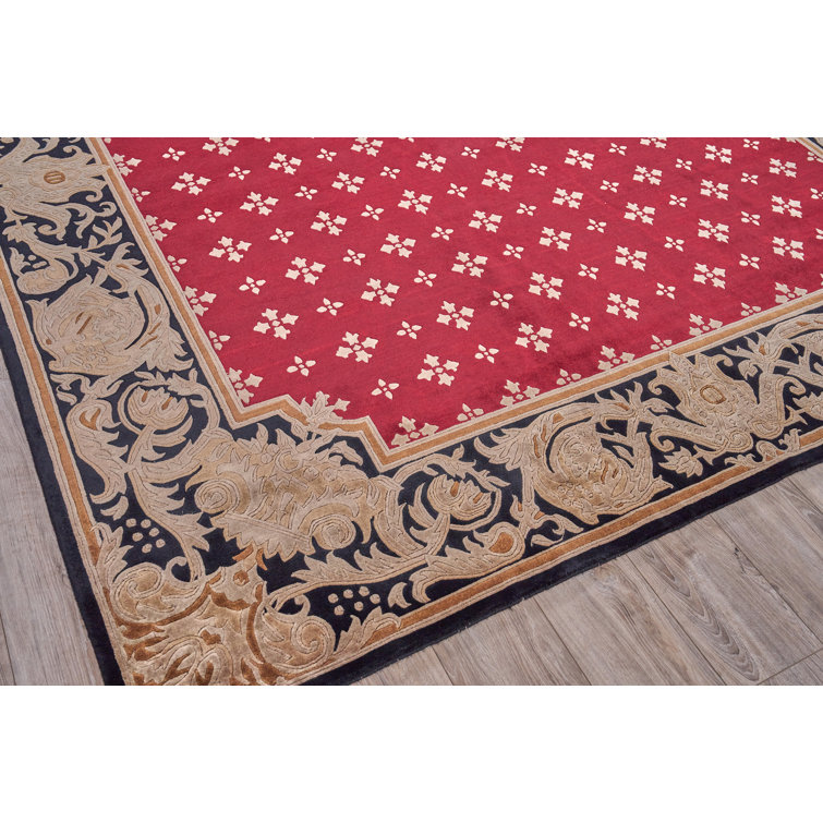 Hand-Knotted Red Wool 9'1" x 10' Area Rug
