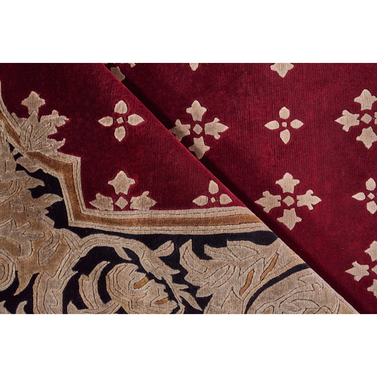 Hand-Knotted Red Wool 9'1" x 10' Area Rug