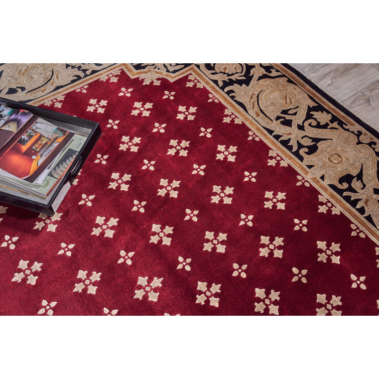 Hand-Knotted Red Wool 9'1" x 10' Area Rug