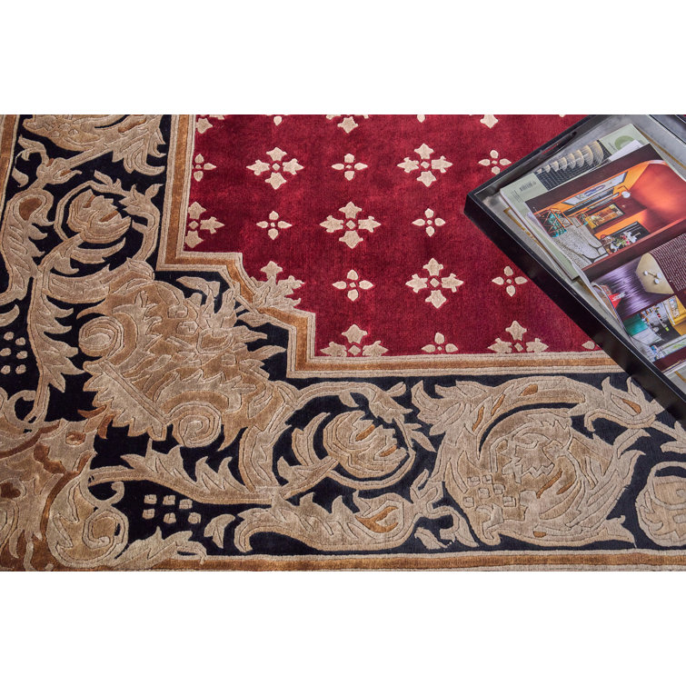 Hand-Knotted Red Wool 9'1" x 10' Area Rug