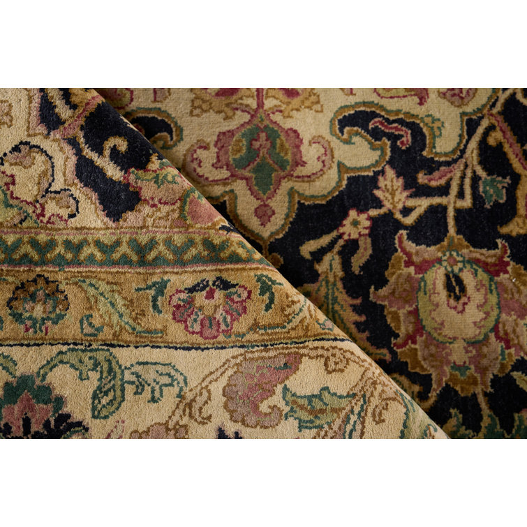 Hand-Knotted Black Wool Medallion 10' x 14' Area Rug