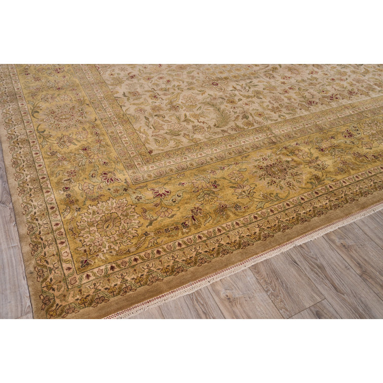 Hand-Knotted Floral Wool Rectangular Area Rug 15'1" x 20'7"