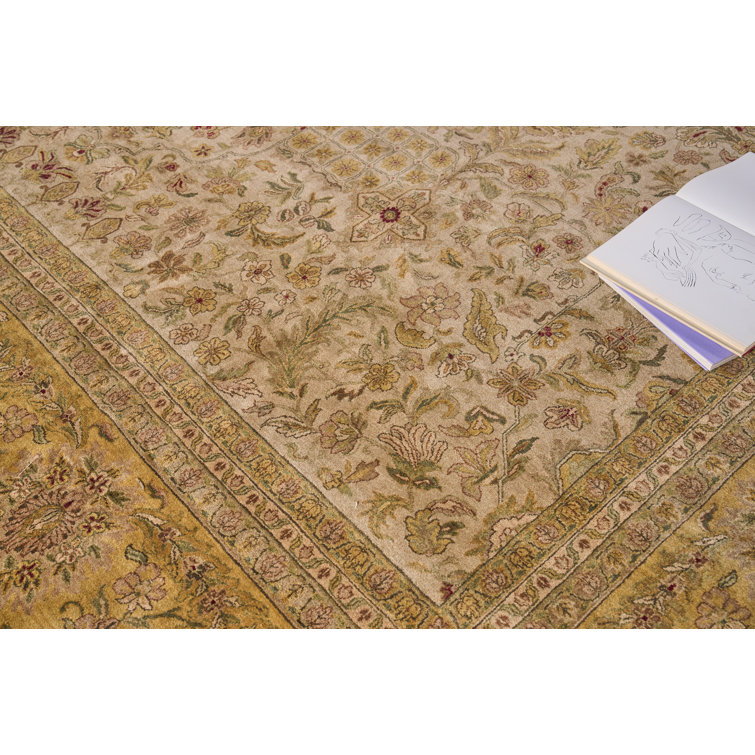 Hand-Knotted Floral Wool Rectangular Area Rug 15'1" x 20'7"