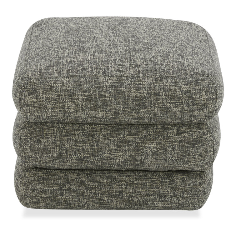 Donia Stone Tweed Upholstered Solid Wood Accent Stool