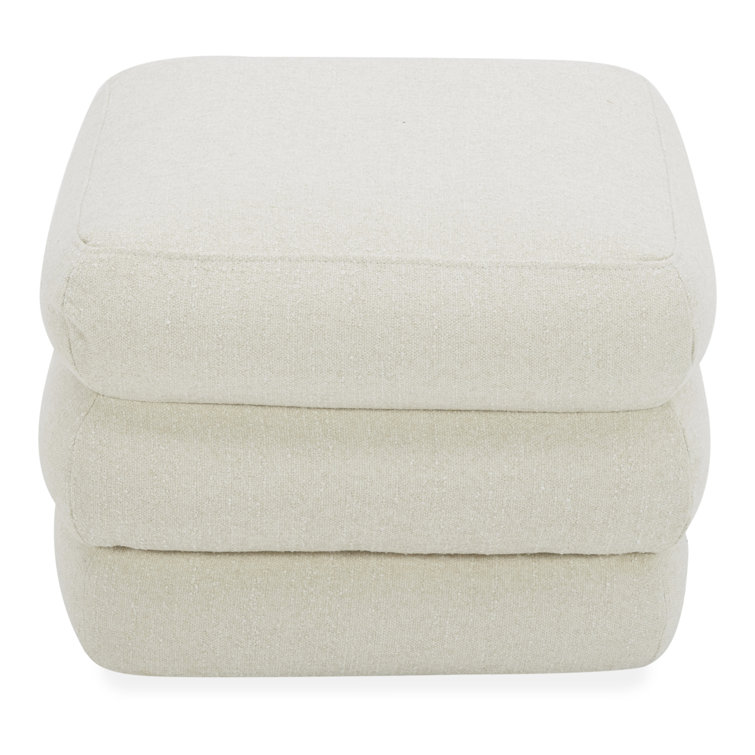 Donia Warm White Solid Wood Upholstered Accent Stool