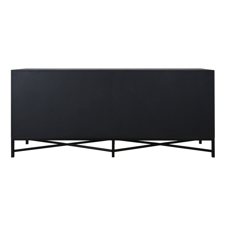 Meera 76" Black Oak Sideboard with Brass Accents
