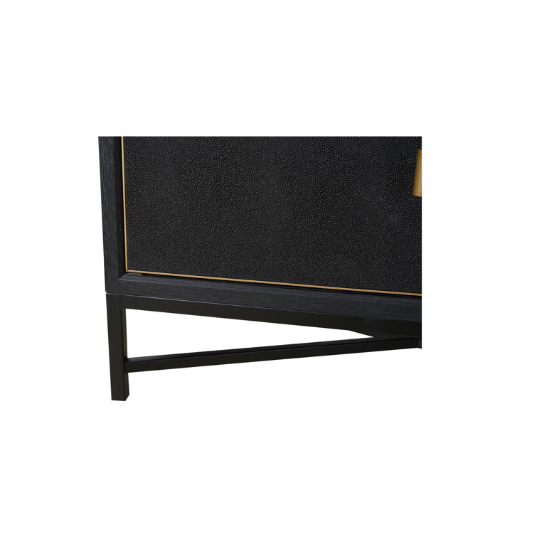 Meera 76" Black Oak Sideboard with Brass Accents