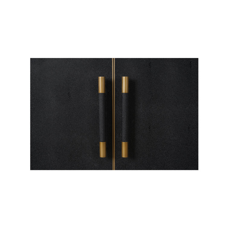 Meera 76" Black Oak Sideboard with Brass Accents