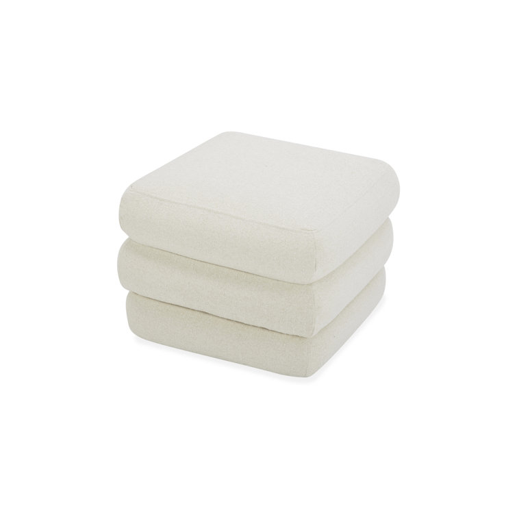 Donia Warm White Solid Wood Upholstered Accent Stool