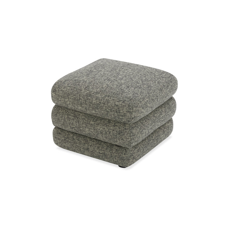 Donia Stone Tweed Upholstered Solid Wood Accent Stool