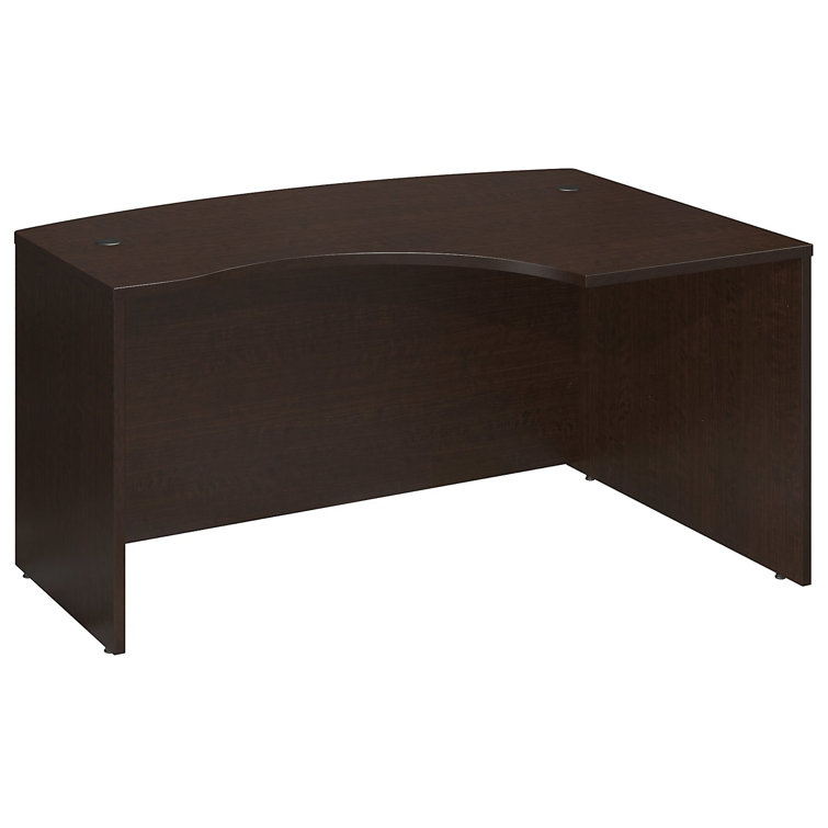 Executive Mocha Cherry L-Shaped Desk with Filing Cabinet and Keyboard Tray