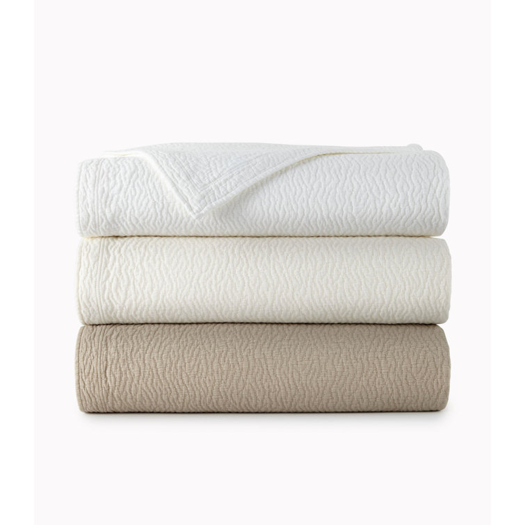 Ivory Cotton Twin Coverlet with Shams